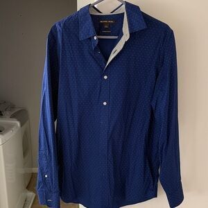 Michael Kors Navy Blue Polka Dot Button-Down Shirt